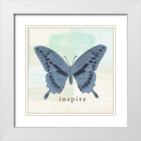 Butterfly Inspire White Modern Wood Framed Art Print with Double Matting by Greene, Taylor