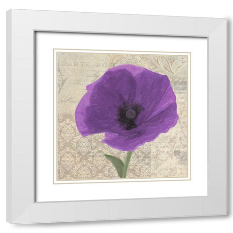 PLUM POPPY I White Modern Wood Framed Art Print with Double Matting by Greene, Taylor