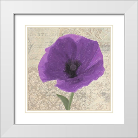 PLUM POPPY I White Modern Wood Framed Art Print with Double Matting by Greene, Taylor