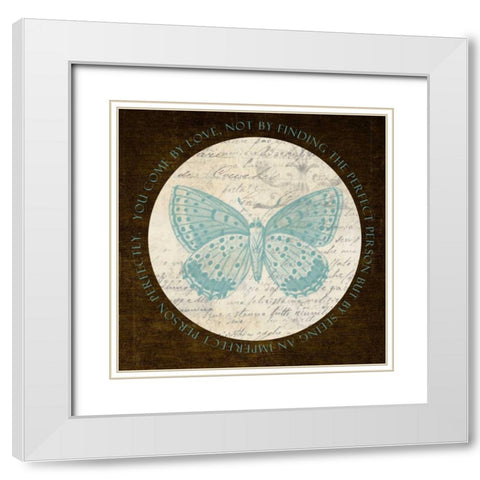 Love Butterfly White Modern Wood Framed Art Print with Double Matting by Greene, Taylor