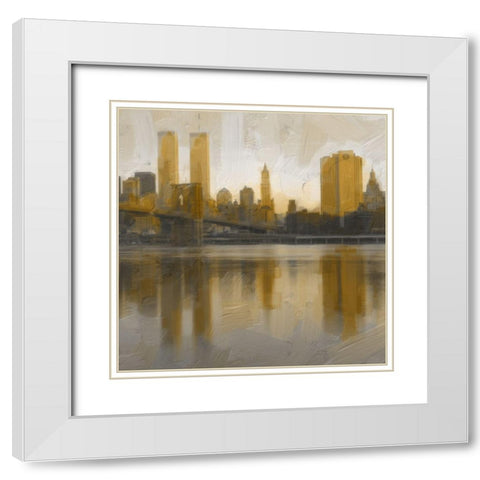 Skyline Remembered White Modern Wood Framed Art Print with Double Matting by Greene, Taylor