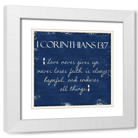 Corinthians Blue White Modern Wood Framed Art Print with Double Matting by Greene, Taylor