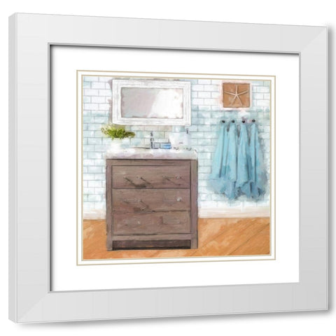 Modern Bath 4 White Modern Wood Framed Art Print with Double Matting by Greene, Taylor