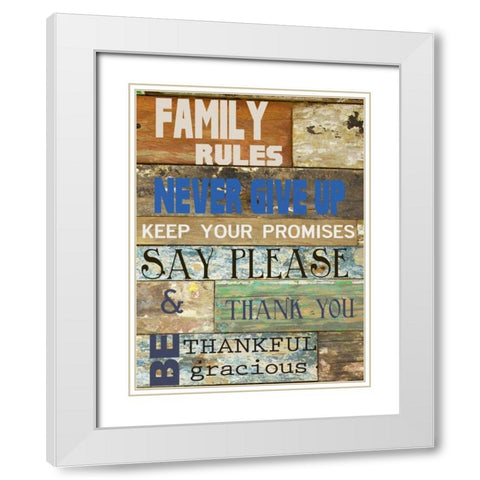 Family Rules Cools White Modern Wood Framed Art Print with Double Matting by Greene, Taylor