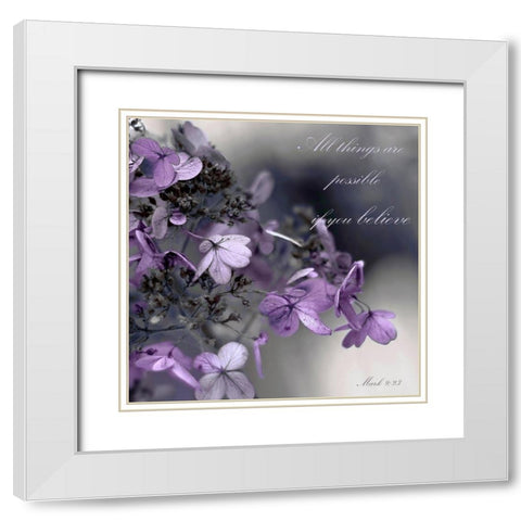 Plum Foliage Believe White Modern Wood Framed Art Print with Double Matting by Telik, Tracey