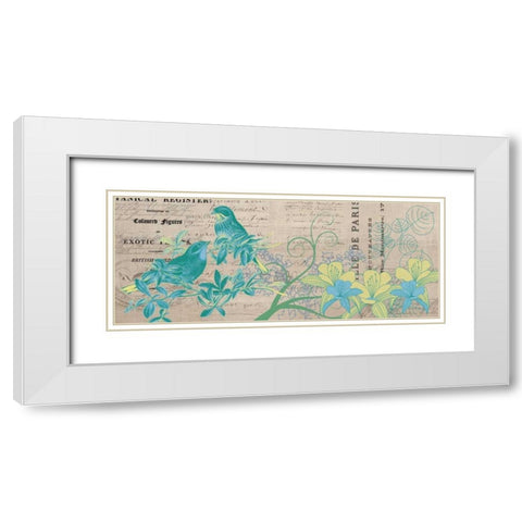 Bird Botanical Blue 2 White Modern Wood Framed Art Print with Double Matting by Jordan, Elizabeth