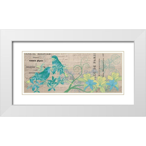 Bird Botanical Blue 2 White Modern Wood Framed Art Print with Double Matting by Jordan, Elizabeth
