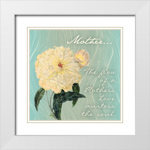 Peony Flow White Modern Wood Framed Art Print with Double Matting by Pazan, Tony