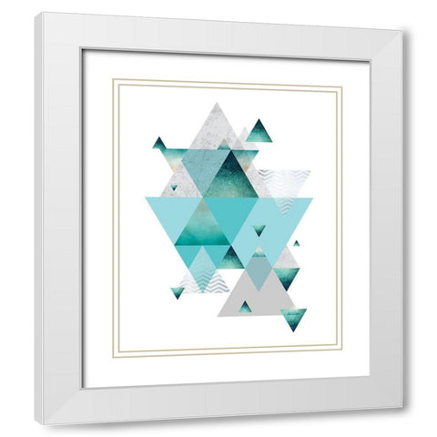 Love Joy Geo Turquoise 2 White Modern Wood Framed Art Print with Double Matting by Urban Epiphany