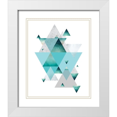 Love Joy Geo Turquoise 2 White Modern Wood Framed Art Print with Double Matting by Urban Epiphany