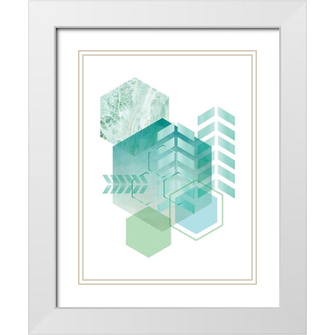 Geometric Minimalist Seafoam White Modern Wood Framed Art Print with Double Matting by Urban Epiphany