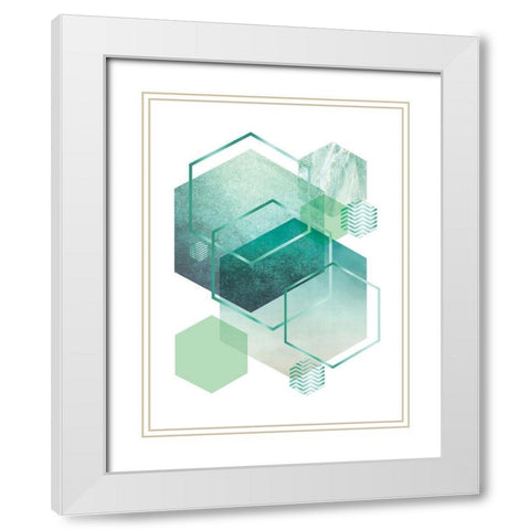 Geometric Minimalist Seafoam White Modern Wood Framed Art Print with Double Matting by Urban Epiphany