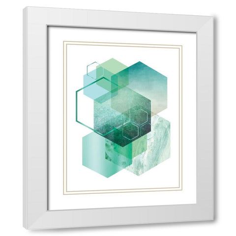 Geometric Minimalist Seafoam White Modern Wood Framed Art Print with Double Matting by Urban Epiphany