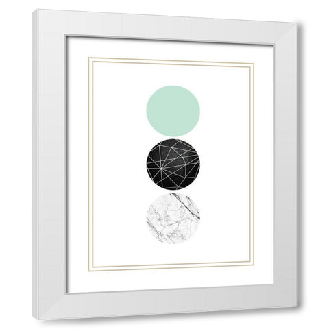 Mint Geometric 1 White Modern Wood Framed Art Print with Double Matting by Urban Epiphany