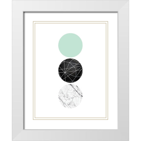 Mint Geometric 1 White Modern Wood Framed Art Print with Double Matting by Urban Epiphany