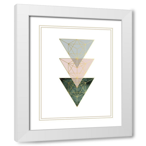 Pink Green Geo 2 White Modern Wood Framed Art Print with Double Matting by Urban Epiphany