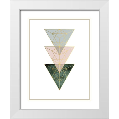 Pink Green Geo 2 White Modern Wood Framed Art Print with Double Matting by Urban Epiphany