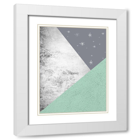 Mint Green Mountains 1 White Modern Wood Framed Art Print with Double Matting by Urban Epiphany