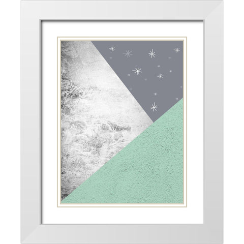 Mint Green Mountains 1 White Modern Wood Framed Art Print with Double Matting by Urban Epiphany