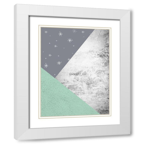 Mint Green Mountains 3 White Modern Wood Framed Art Print with Double Matting by Urban Epiphany