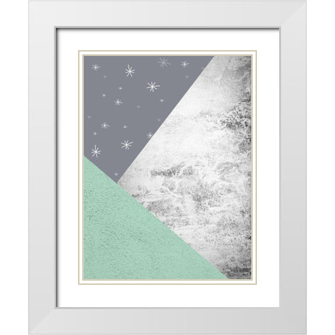 Mint Green Mountains 3 White Modern Wood Framed Art Print with Double Matting by Urban Epiphany