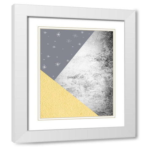 Yellow Grey Mountains 3 White Modern Wood Framed Art Print with Double Matting by Urban Epiphany