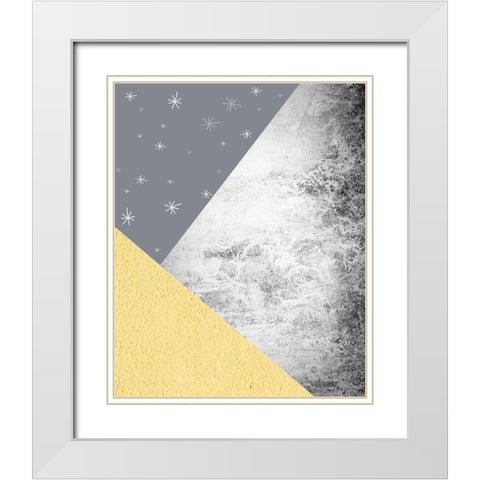 Yellow Grey Mountains 3 White Modern Wood Framed Art Print with Double Matting by Urban Epiphany