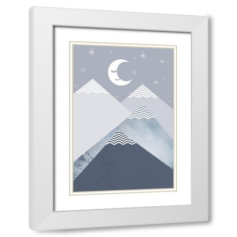 Navy Mountains 2 White Modern Wood Framed Art Print with Double Matting by Urban Epiphany