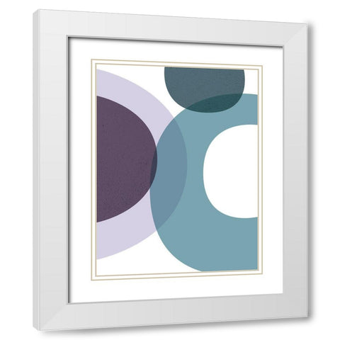 MidCentury Teal Purple 1 White Modern Wood Framed Art Print with Double Matting by Urban Epiphany