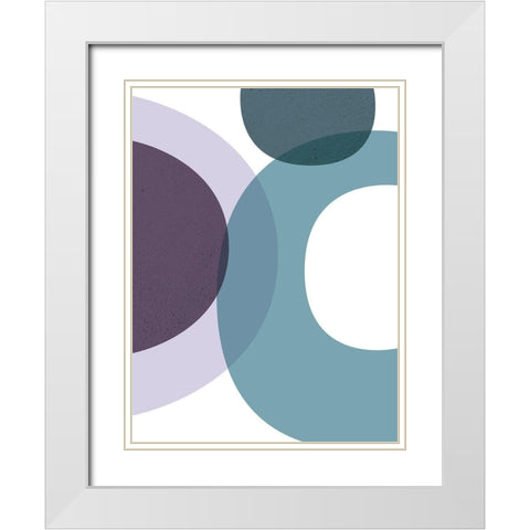 MidCentury Teal Purple 1 White Modern Wood Framed Art Print with Double Matting by Urban Epiphany