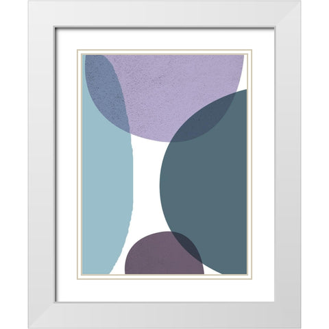 MidCentury Teal Purple 3 White Modern Wood Framed Art Print with Double Matting by Urban Epiphany