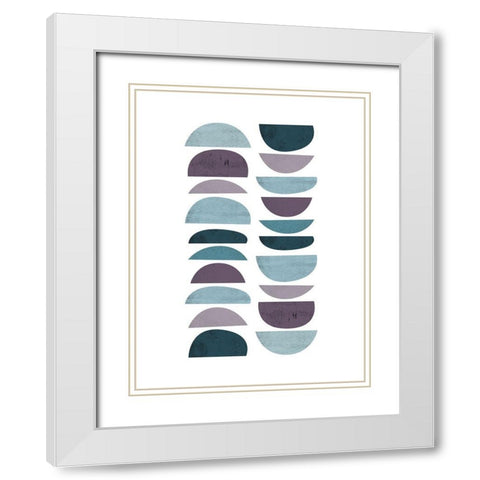 MidCentury Teal Purple 4 White Modern Wood Framed Art Print with Double Matting by Urban Epiphany