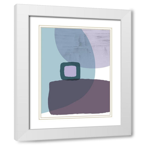 MidCentury Teal Purple 5 White Modern Wood Framed Art Print with Double Matting by Urban Epiphany