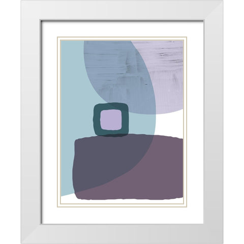 MidCentury Teal Purple 5 White Modern Wood Framed Art Print with Double Matting by Urban Epiphany