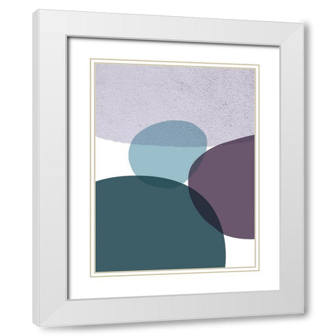 MidCentury Teal Purple 9 White Modern Wood Framed Art Print with Double Matting by Urban Epiphany