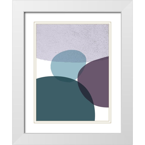 MidCentury Teal Purple 9 White Modern Wood Framed Art Print with Double Matting by Urban Epiphany