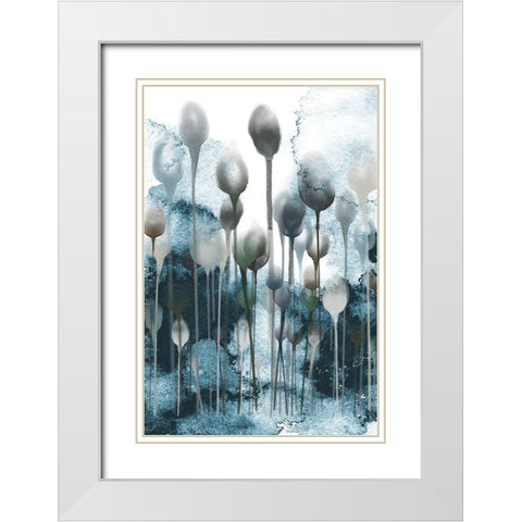 Enlightened Minds Blue White Modern Wood Framed Art Print with Double Matting by Urban Epiphany