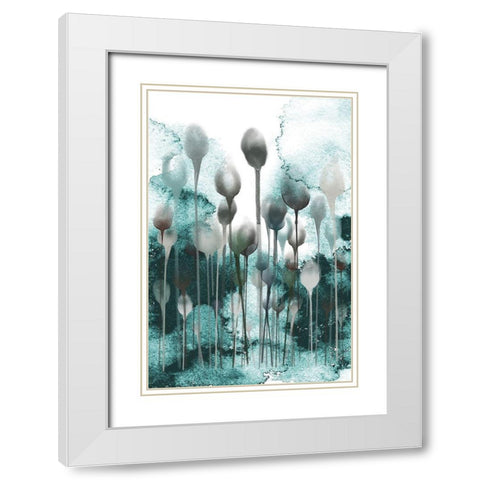 Enlightened Minds Teal White Modern Wood Framed Art Print with Double Matting by Urban Epiphany