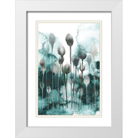 Enlightened Minds Teal White Modern Wood Framed Art Print with Double Matting by Urban Epiphany