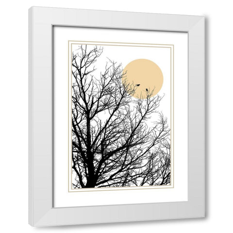 Two Little Birds 2 White Modern Wood Framed Art Print with Double Matting by Urban Epiphany
