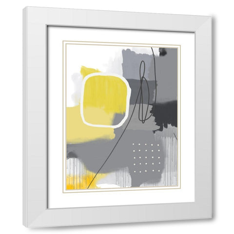 Modern Abstract Yellow Grey 1 White Modern Wood Framed Art Print with Double Matting by Urban Epiphany