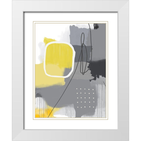 Modern Abstract Yellow Grey 1 White Modern Wood Framed Art Print with Double Matting by Urban Epiphany