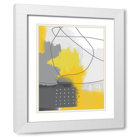 Modern Abstract Yellow Grey 2 White Modern Wood Framed Art Print with Double Matting by Urban Epiphany