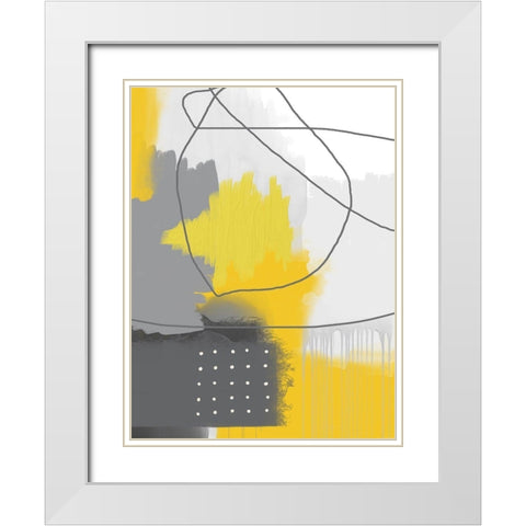 Modern Abstract Yellow Grey 2 White Modern Wood Framed Art Print with Double Matting by Urban Epiphany