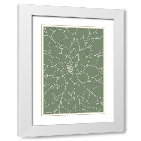 Succulent Sage Green White Modern Wood Framed Art Print with Double Matting by Urban Epiphany