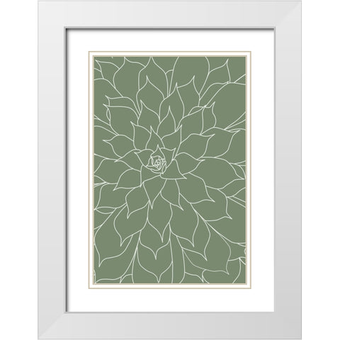 Succulent Sage Green White Modern Wood Framed Art Print with Double Matting by Urban Epiphany