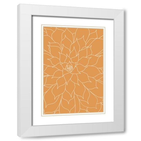Succulent Tangerine White Modern Wood Framed Art Print with Double Matting by Urban Epiphany