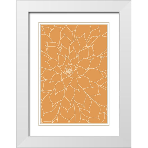 Succulent Tangerine White Modern Wood Framed Art Print with Double Matting by Urban Epiphany