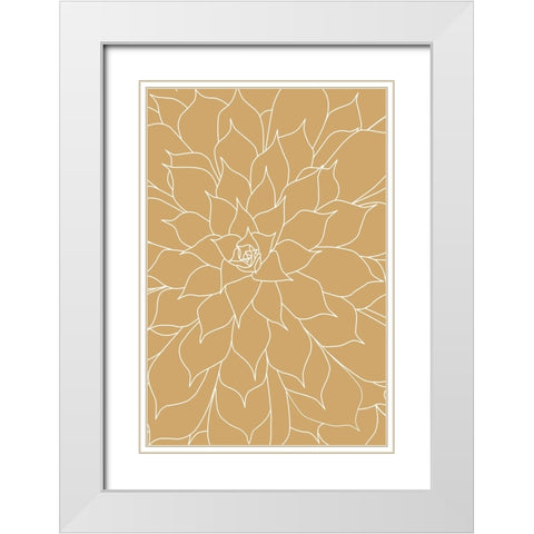 Succulent Mustard White Modern Wood Framed Art Print with Double Matting by Urban Epiphany