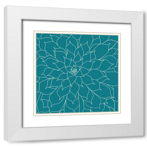Succulent Turquoise White Modern Wood Framed Art Print with Double Matting by Urban Epiphany